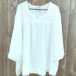 Blair white boho top with gathers and lace detail